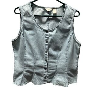 J. Jill Light Blue Sleeveless Denim Top 100% Cotton Women's Size L